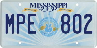 MS license plate MPE802