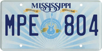 MS license plate MPE804