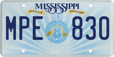 MS license plate MPE830
