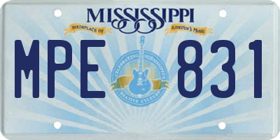 MS license plate MPE831