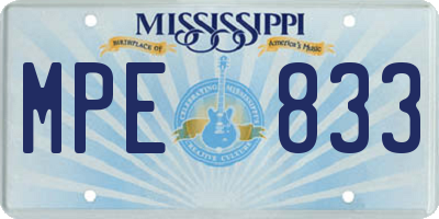 MS license plate MPE833
