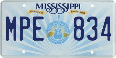 MS license plate MPE834