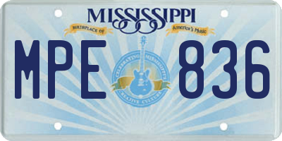 MS license plate MPE836