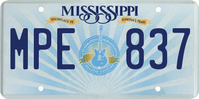 MS license plate MPE837