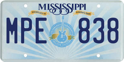 MS license plate MPE838