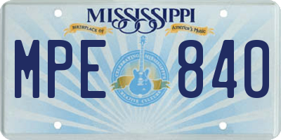 MS license plate MPE840