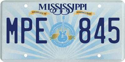 MS license plate MPE845