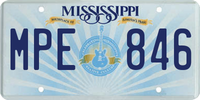 MS license plate MPE846