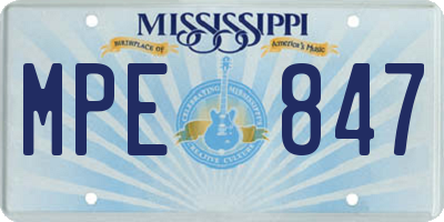 MS license plate MPE847