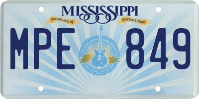 MS license plate MPE849