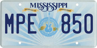 MS license plate MPE850