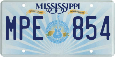 MS license plate MPE854