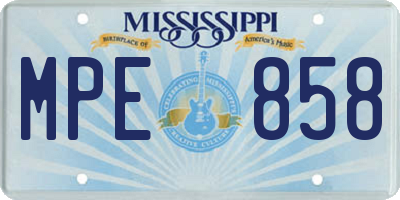 MS license plate MPE858