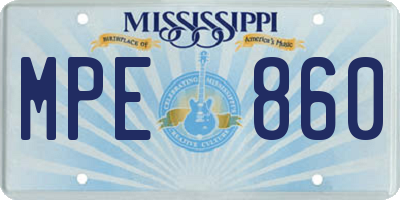 MS license plate MPE860