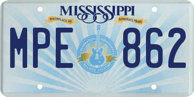 MS license plate MPE862