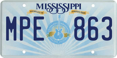 MS license plate MPE863