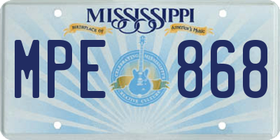 MS license plate MPE868
