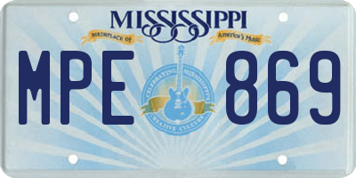 MS license plate MPE869