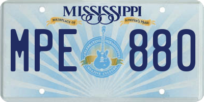 MS license plate MPE880