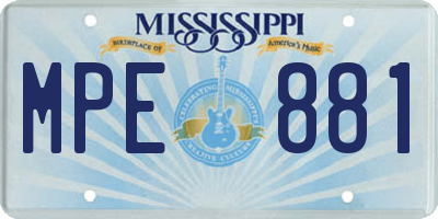 MS license plate MPE881
