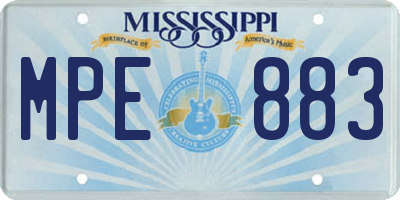 MS license plate MPE883