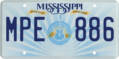 MS license plate MPE886