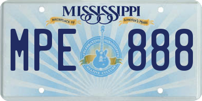 MS license plate MPE888