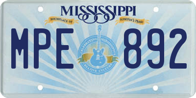MS license plate MPE892