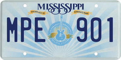 MS license plate MPE901