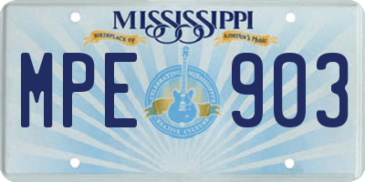 MS license plate MPE903