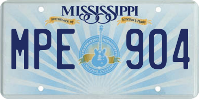 MS license plate MPE904