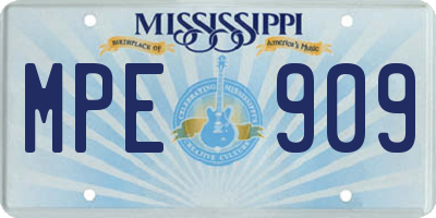 MS license plate MPE909