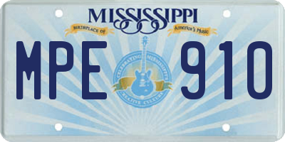MS license plate MPE910