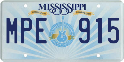 MS license plate MPE915