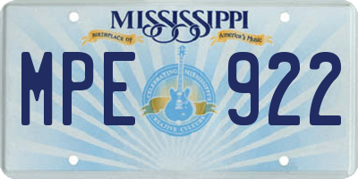 MS license plate MPE922