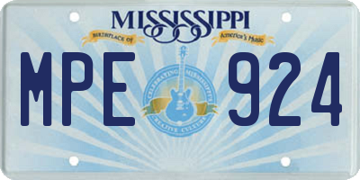 MS license plate MPE924