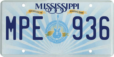 MS license plate MPE936