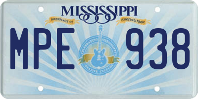 MS license plate MPE938