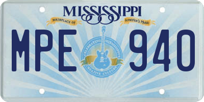MS license plate MPE940