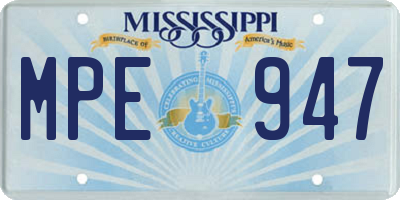 MS license plate MPE947