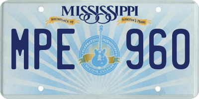 MS license plate MPE960