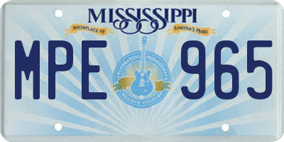 MS license plate MPE965