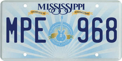 MS license plate MPE968
