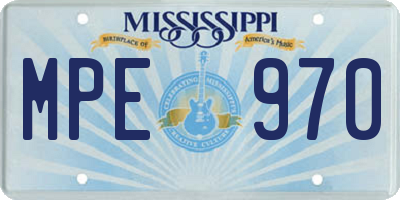 MS license plate MPE970