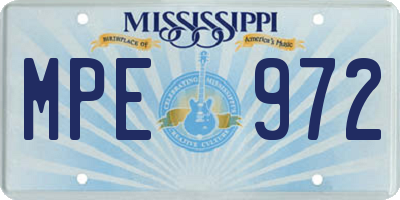 MS license plate MPE972