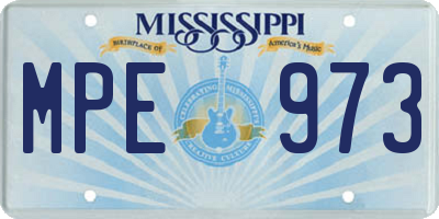 MS license plate MPE973