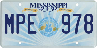 MS license plate MPE978