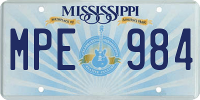 MS license plate MPE984
