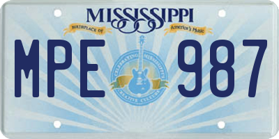 MS license plate MPE987