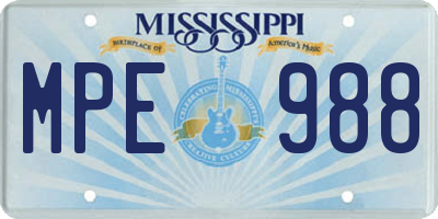 MS license plate MPE988